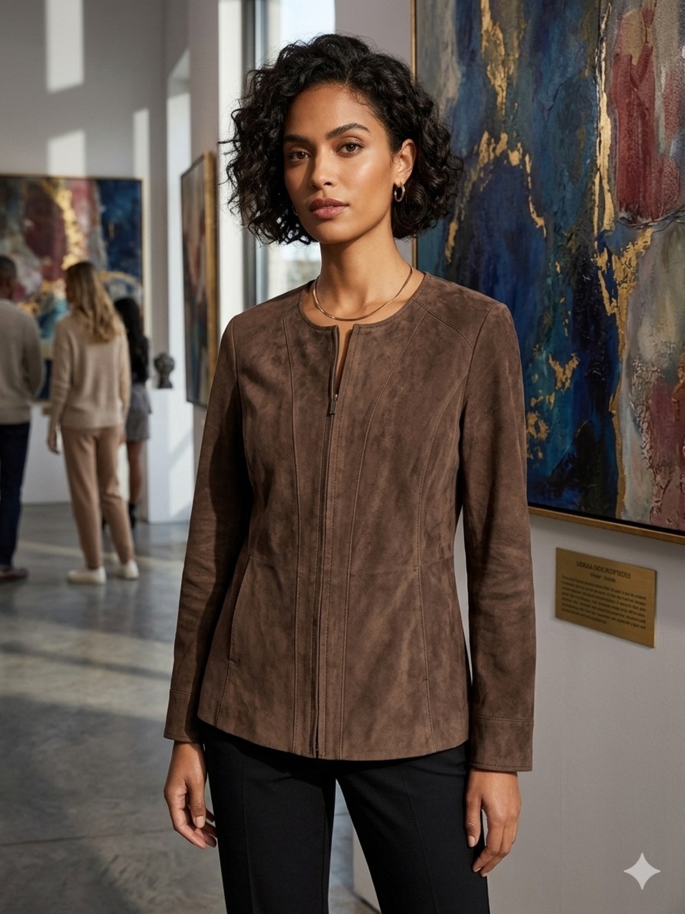 Alfani Brown Suede Women's Leather Jacket